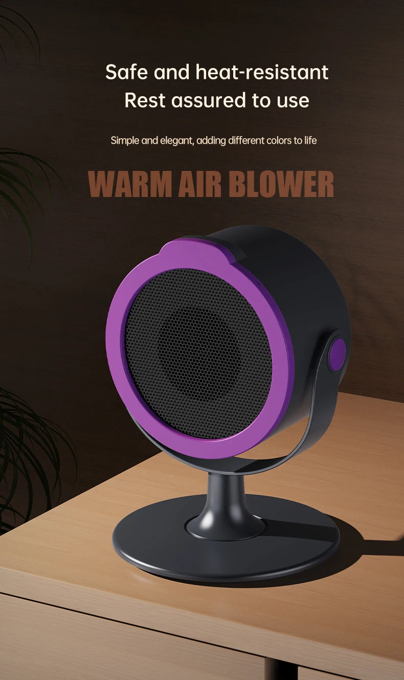 500W Electric Heater Quick Heating Compact 90° Adjustable Angle Portable Desktop Heater Silent Energy Efficient For Home Office