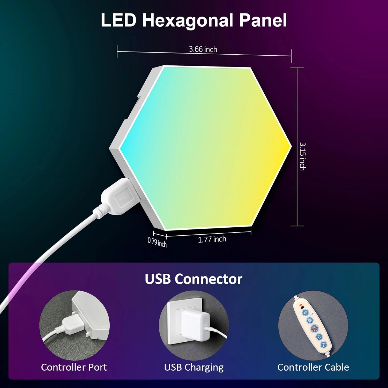 Smart LED Hexagonal Wall Light Quantum Panel APP DIY Music Sync Night Light Game Room Bedroom Home Decor Birthday Christmas Gift