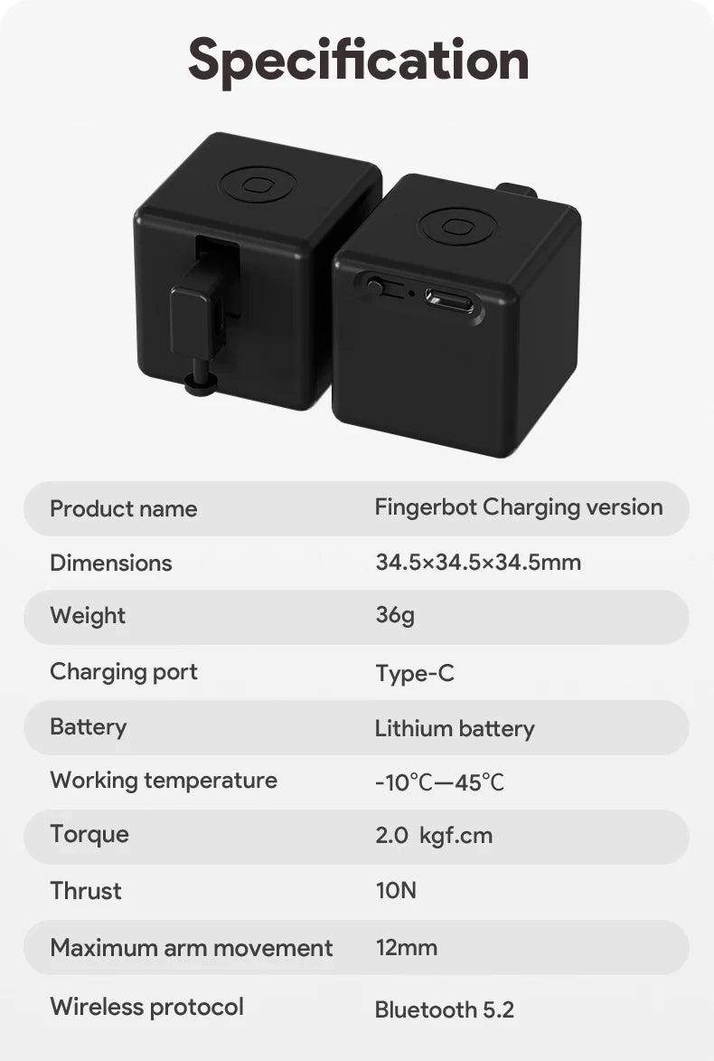 Tuya Zigbee Bluetooth Smart Touch Fingerbot Plus USB Rechargeable Switch Button Pusher Arm Fingerbot Via Alice Alexa Google Home
