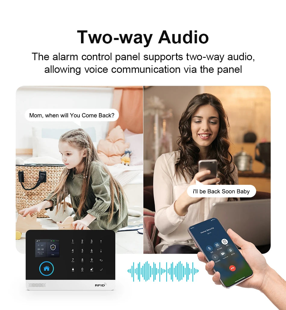 Smart Home WiFi GSM Alarm System for Home with Motion Sensor Wireless Siren Night Vision IP Camera Works with Tuya Support Alexa