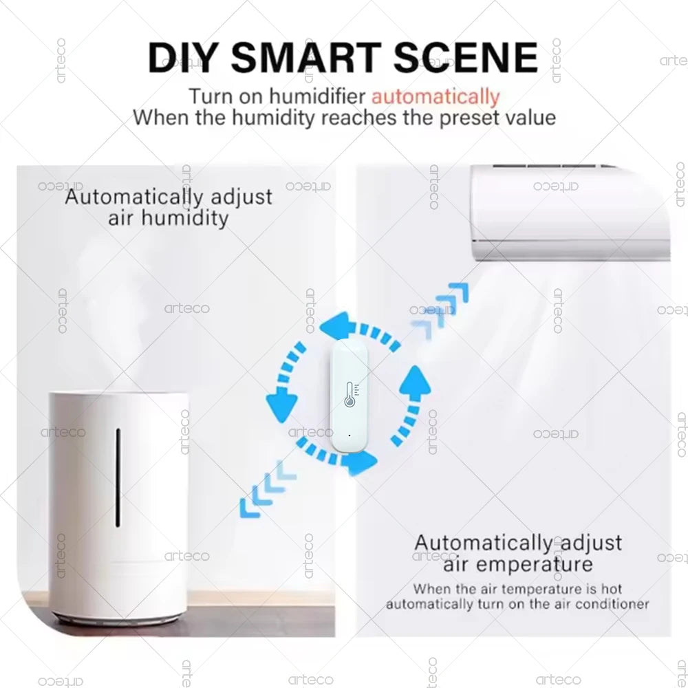 Smart ZigBee Temperature And Humidity Sensor App Monitoring Indoor Mini Hygrometer Thermometer Works With Alexa Home Assistant
