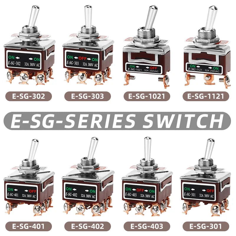 Copper Pin High Current Toggle Switch 2/3/4/6/8/9/12Pin Self Locking Rocker Switch E-SG-1321/1322/1021/1121/123/223