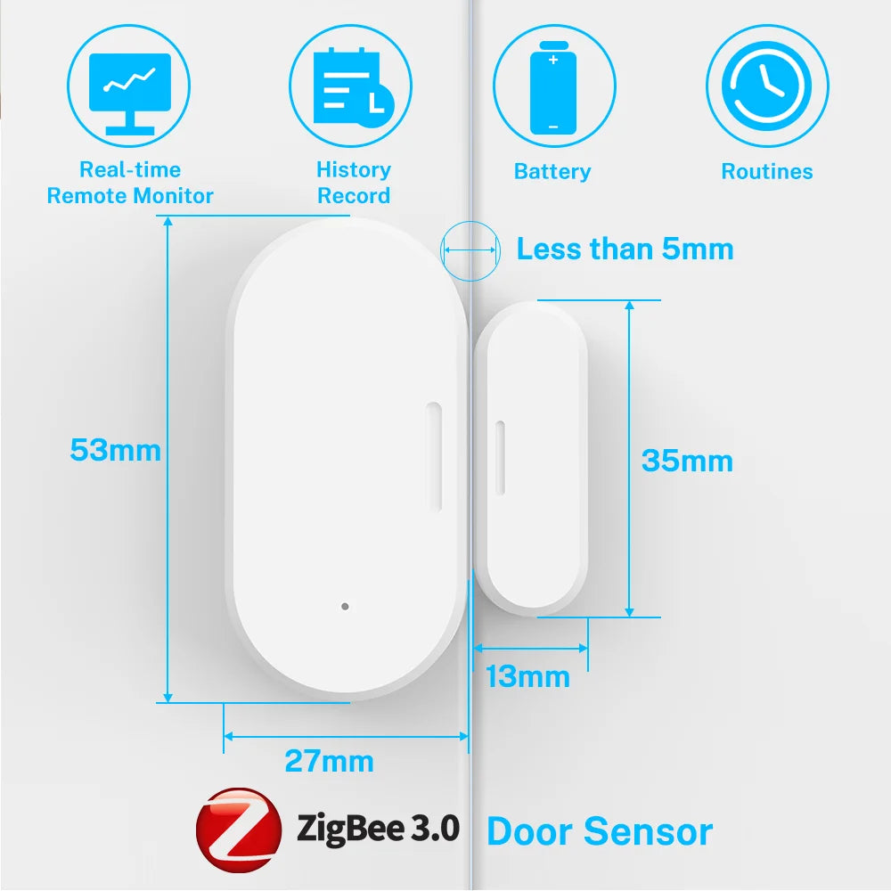 Zigbee Door Window Sensor UZ-5D Compatible with SmartLife Work With Yandex Alexa Zigbee2MQTT ZHA HomeAssistant