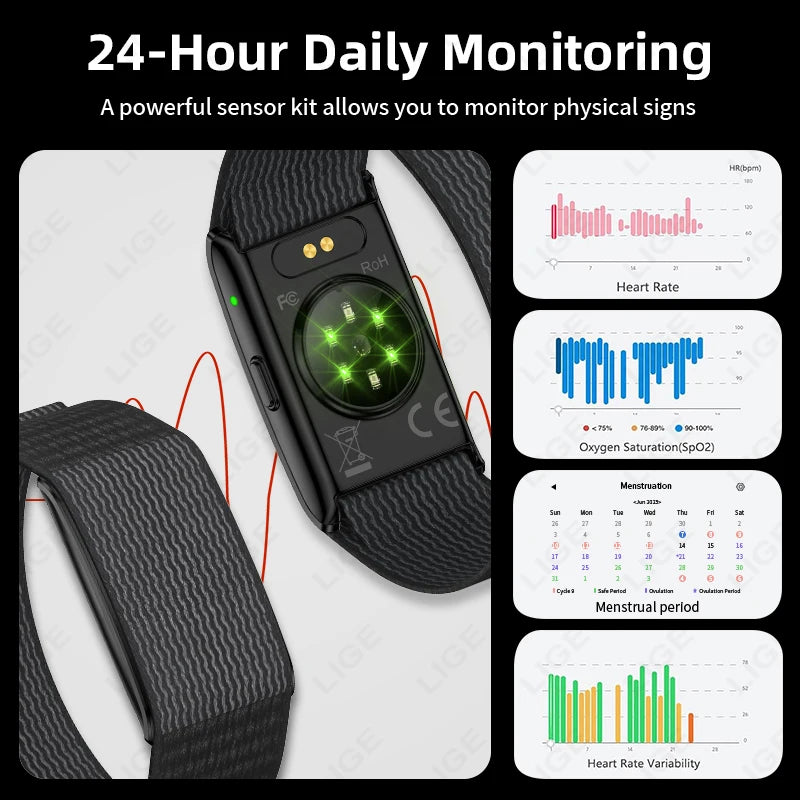 New GPS Trajectory AI Health Bracelet Heart Rate Blood Pressure HRV Monitor Call Reminder Smart Watch Sport Band Fitness Tracker