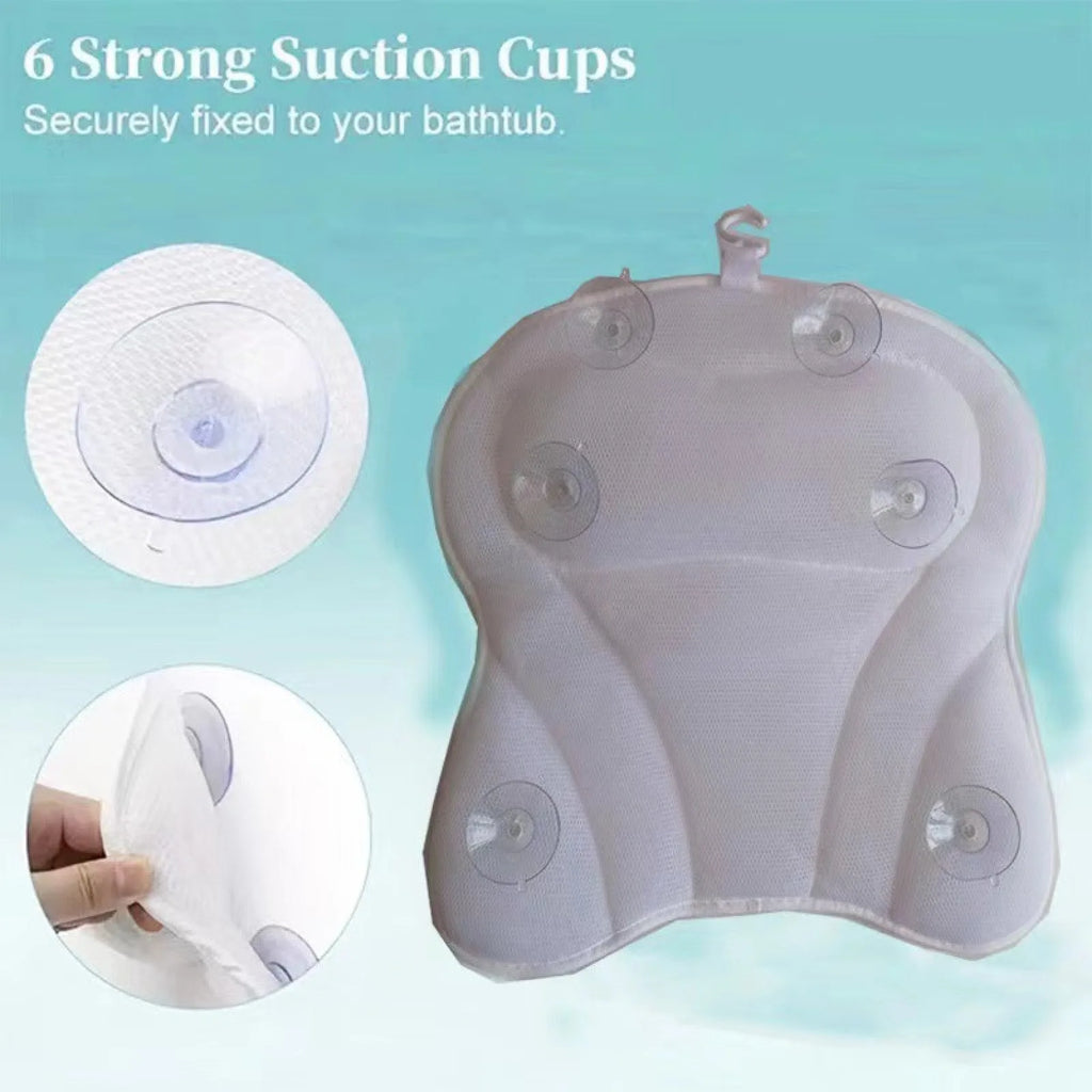 Bathtub Pillow for Tub, Bath Pillow for Neck & Back Support with Strong Suction Cups, Soft Spa Bath Pillow