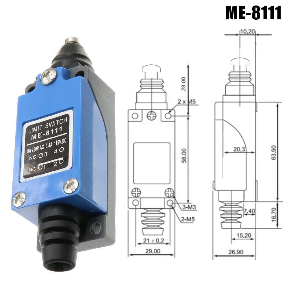 ME-8104 ME-8107 ME-8108 ME-8111 ME-8112 ME-8166 -8169 Limit Switch Rotary Adjustable Roller Lever Arm Travel Switch AC250V NO NC