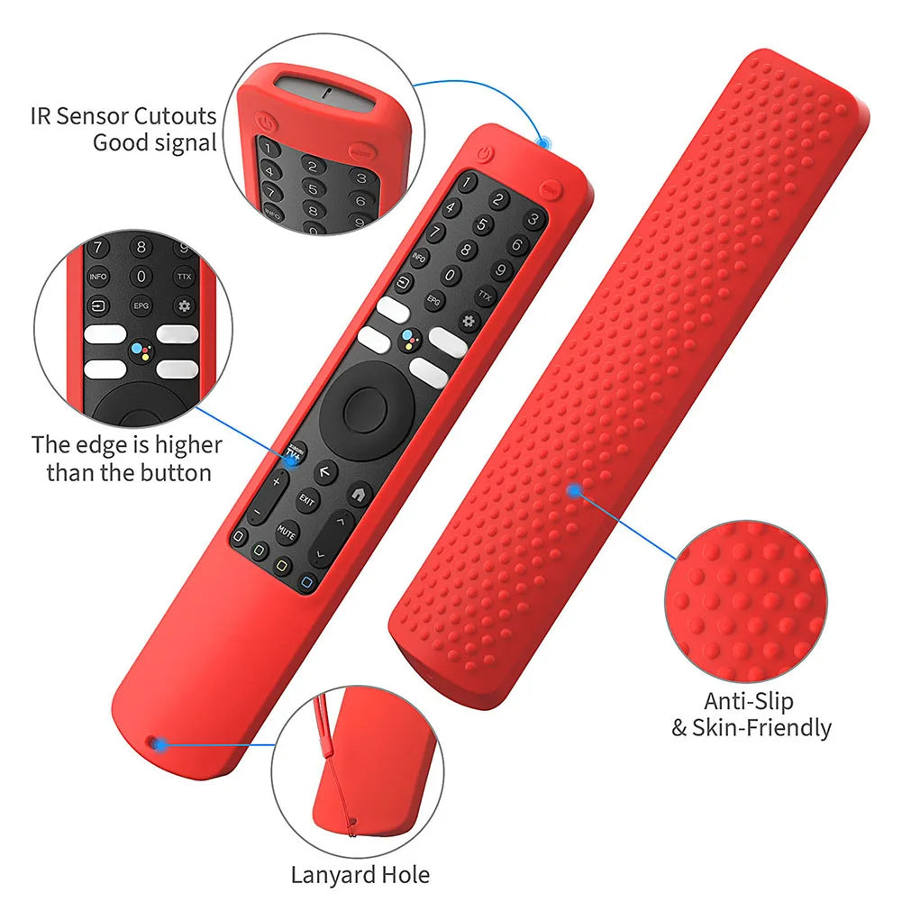 Silicone Case for Xiaomi Ultra HD 4K QLED TV Q2 50" 55" 65" Protective Cover Anti-Drop Protective Sleeve with Anti-lost Lanyard