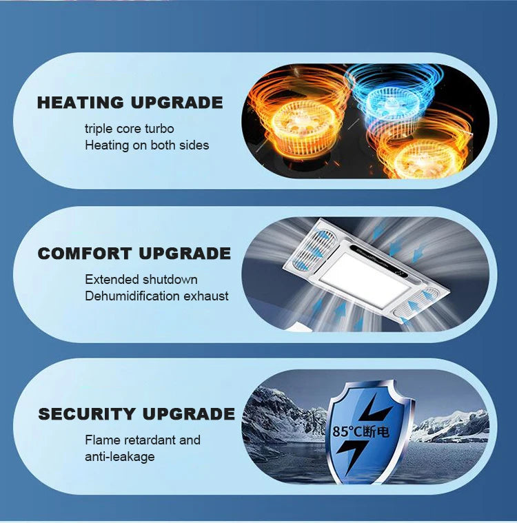 300*600mm Smart Bathroom Heater  Air Conditioning Smart Thermostatic Ceiling Light Mobile App Bathroom Heater 2400W 2600W