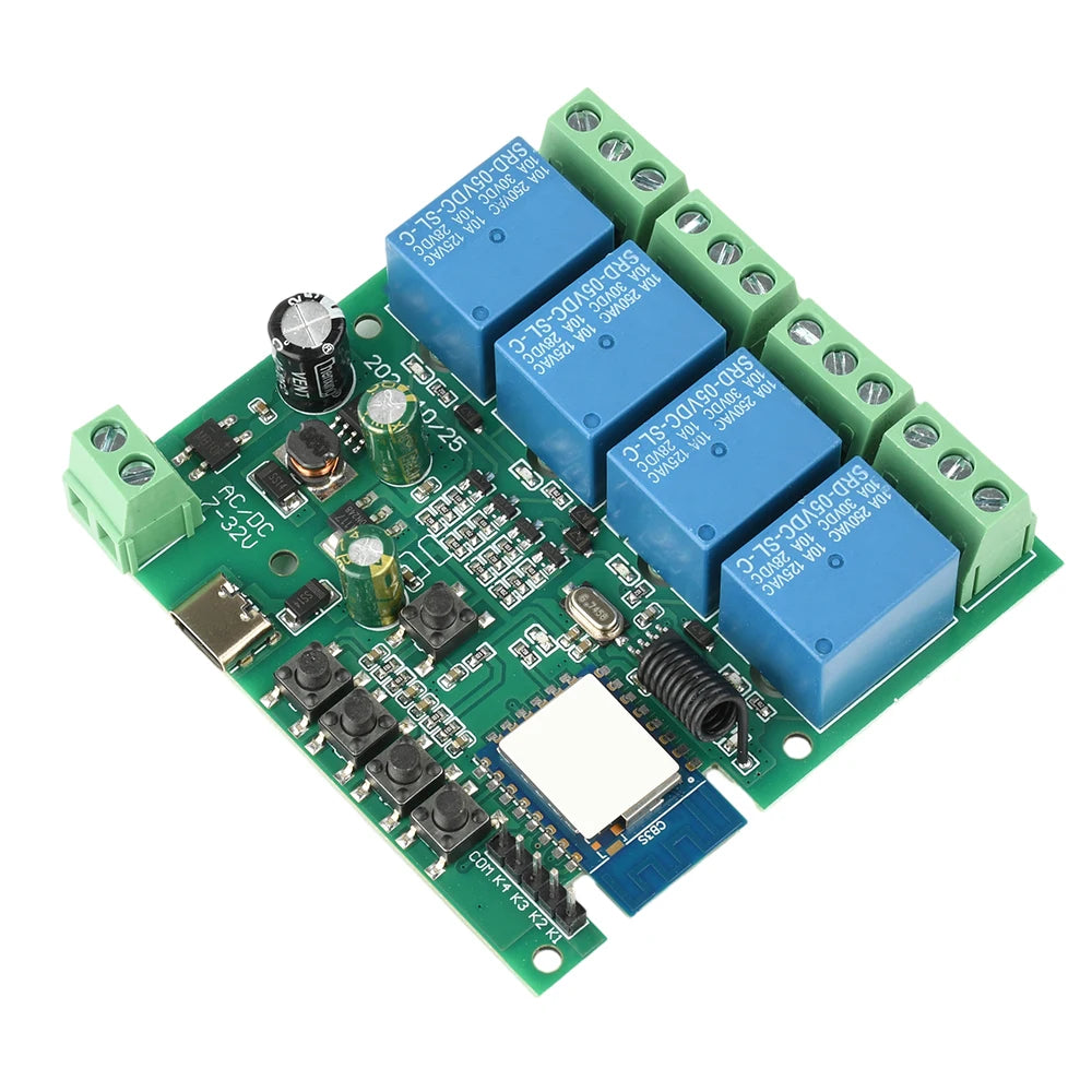 4CH Wifi Relay Smart Wireless Switch Module USB 5V DC/AC 7-32V RF 433MHz Smart Home Lifestyle Switch With Tuya