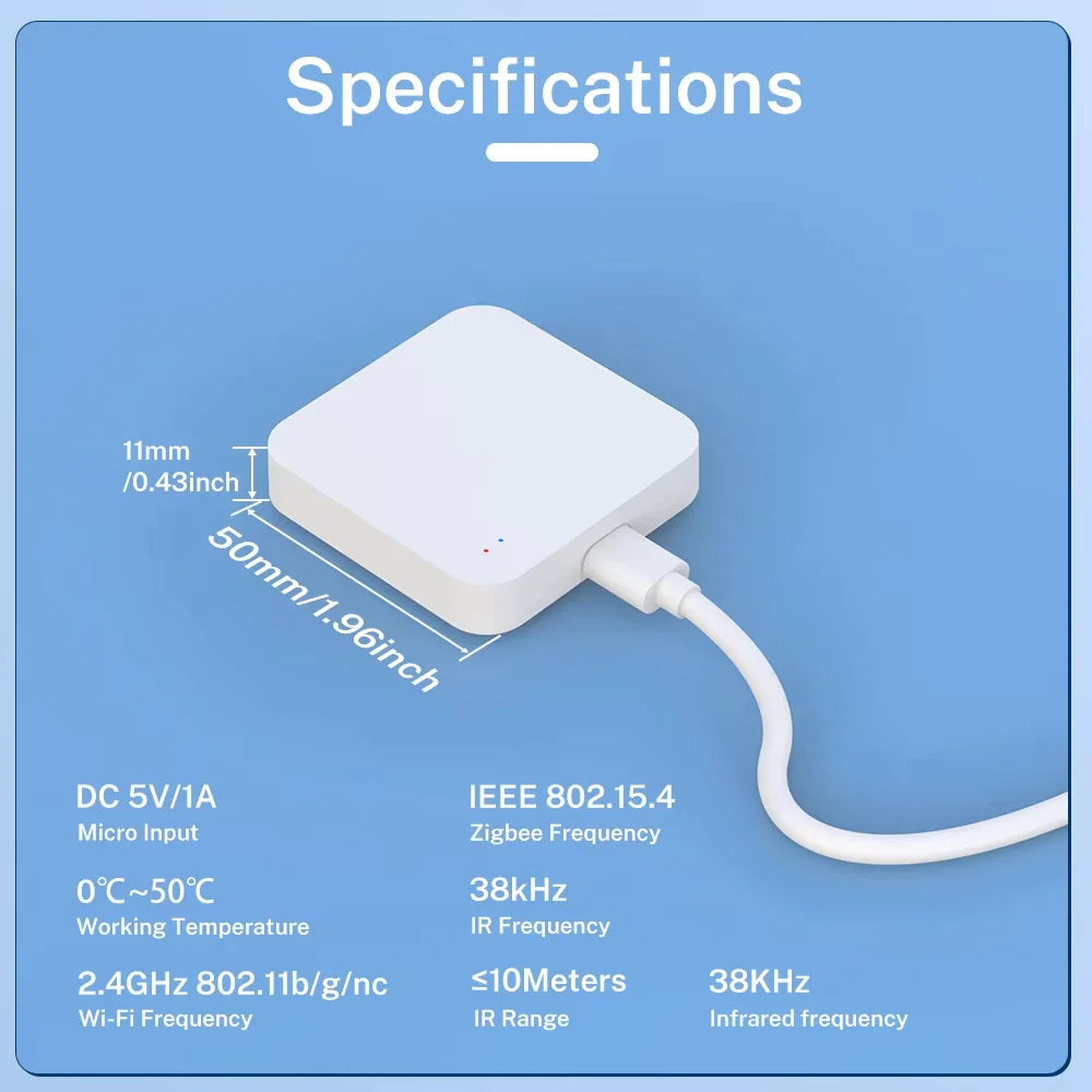 Tuya Zigbee 3.0 Gateway IR Remote Control Hub WiFi Mesh Bridge Smart Life App Compatible with Alexa Google Home