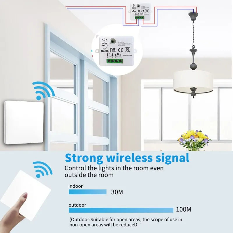 Wireless Smart Switch Light 433MHz 1/2/3Gang 86 Wall Panel Switch with Remote Control Interruptor 10A 110V 220V For LED Lamp