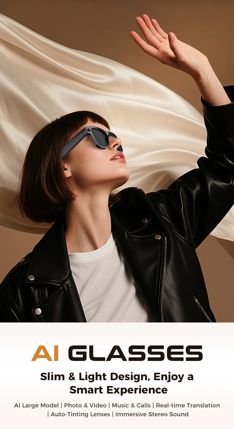 2026 New 32G Memory 800W 4K Camera Smart Glasses Men Photos&Videos 3600mAh Power Bank 120+Languages Translation AI Glasses Women