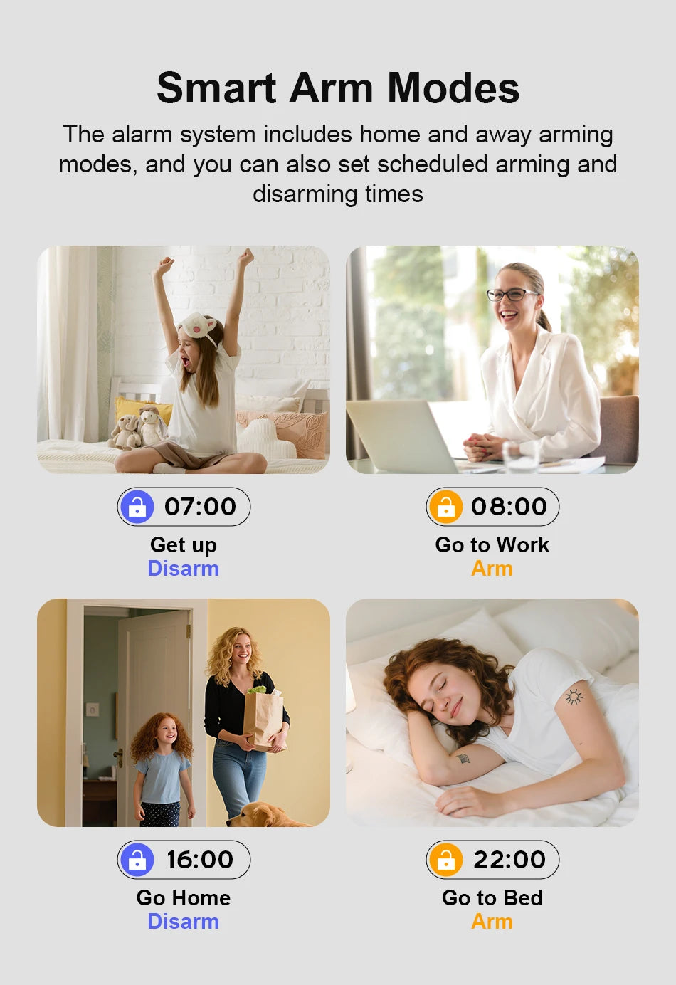Smart Home WiFi GSM Alarm System for Home with Motion Sensor Wireless Siren Night Vision IP Camera Works with Tuya Support Alexa