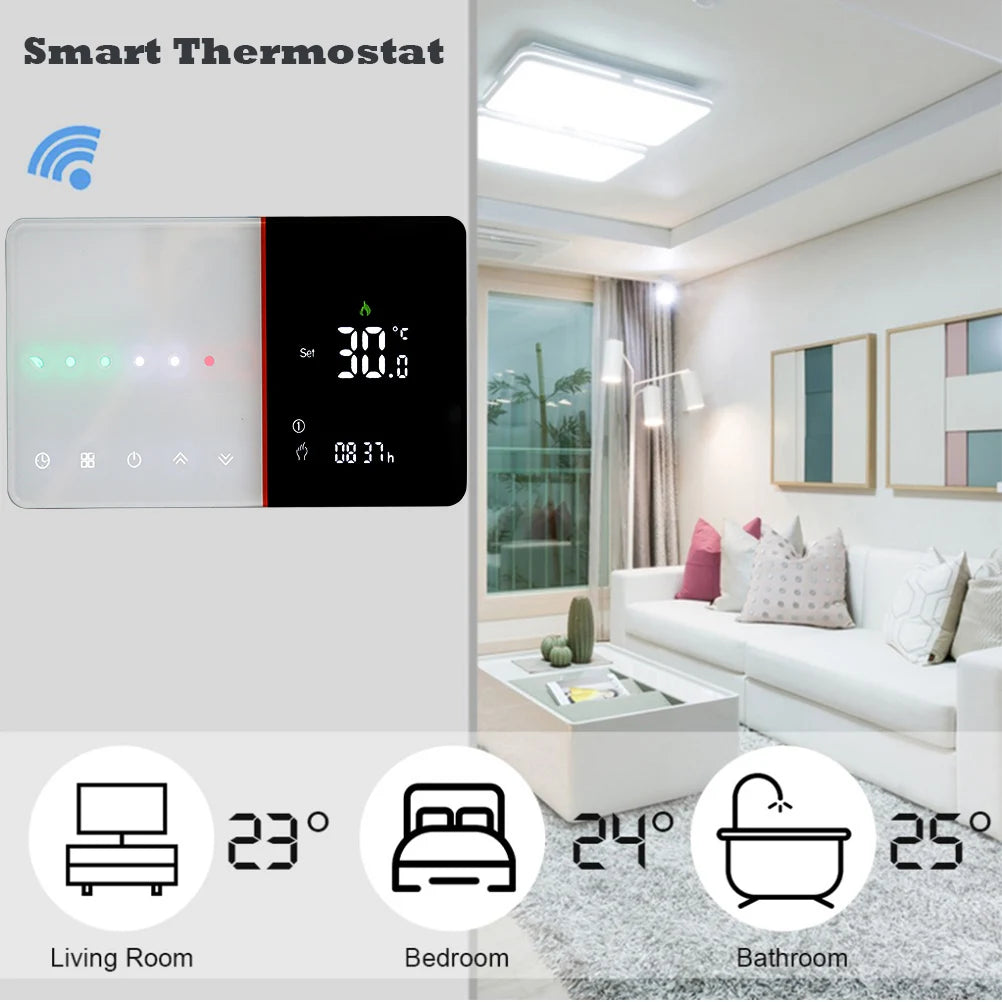 Qiumi Smart WiFi Thermostat for Water / Floor Heating Electric/ Gas Boiler Works with Alexa Google Home