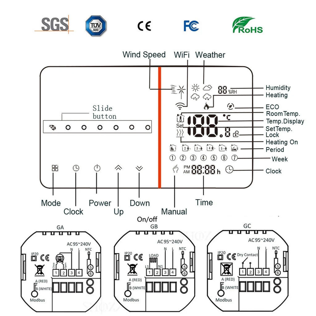 Qiumi Smart WiFi Thermostat for Water / Floor Heating Electric/ Gas Boiler Works with Alexa Google Home